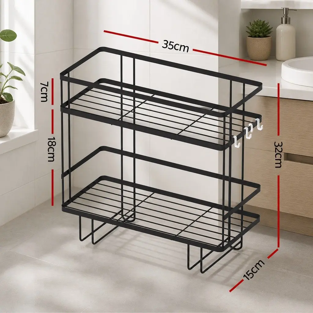 Over Toilet Storage Rack 2 Tier Bathroom Organizer Space Saver Shelf Black