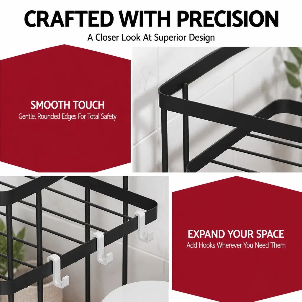 Over Toilet Storage Rack 2 Tier Bathroom Organizer Space Saver Shelf Black