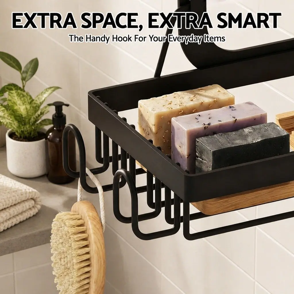 3 Tier Over The Door Shower Caddy Bathroom Storage Organizer Black