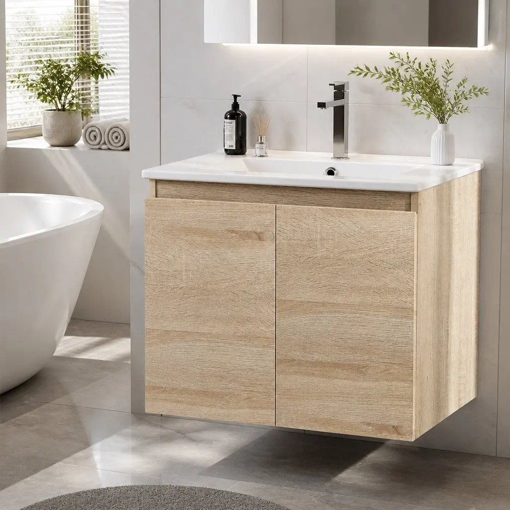 600mm Oak Wall-Hung Vanity Unit