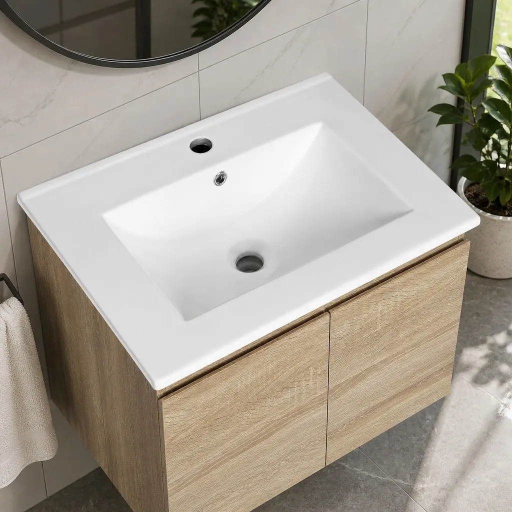 600mm Oak Wall-Hung Vanity Unit