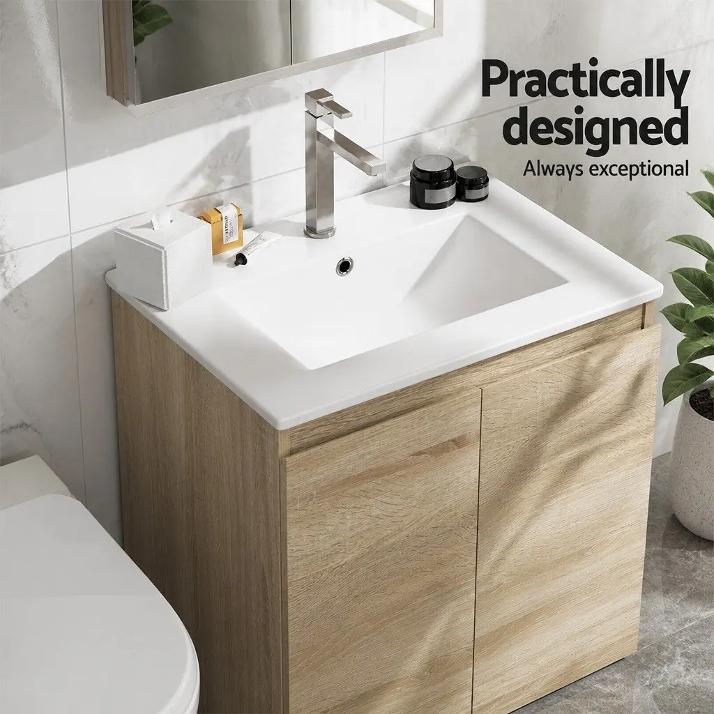 600mm Oak Wall-Hung Vanity Unit