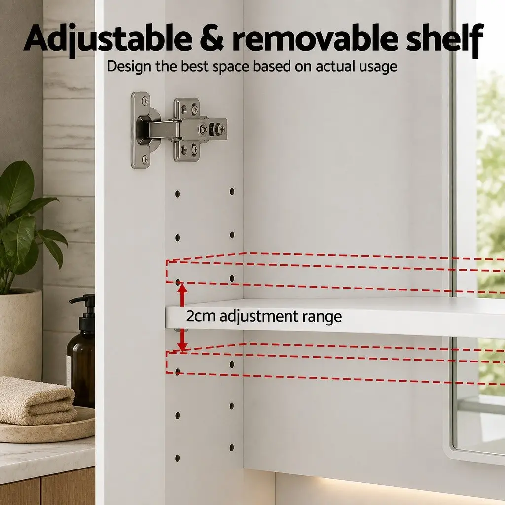 Bathroom Mirror Cabinet Wall Hung Arch Design Storage Shaving 450x900mm White
