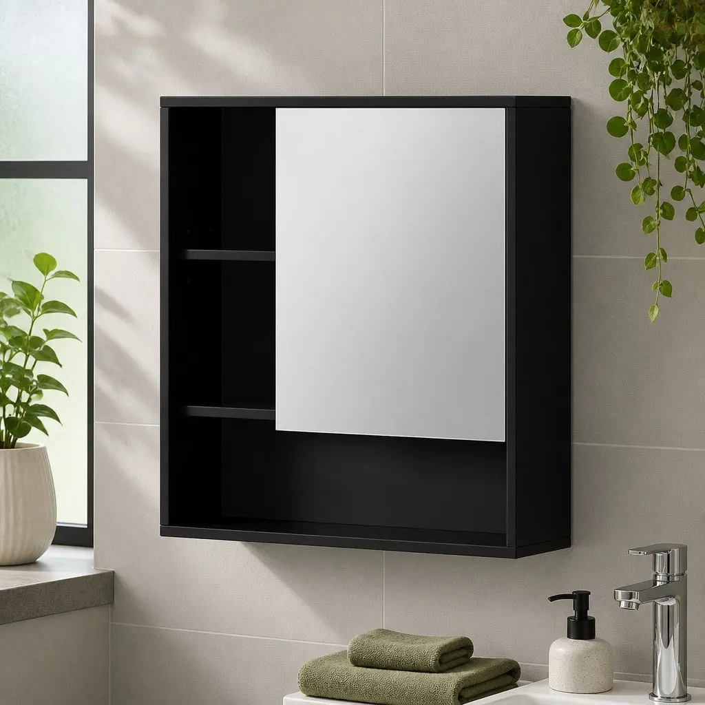 Black Bathroom Mirror Cabinet