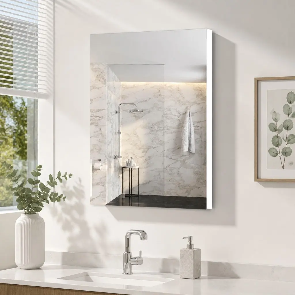 Bathroom Mirror Cabinet Storage White 450x720mm Soft-Close Doors Adjustable Shelves