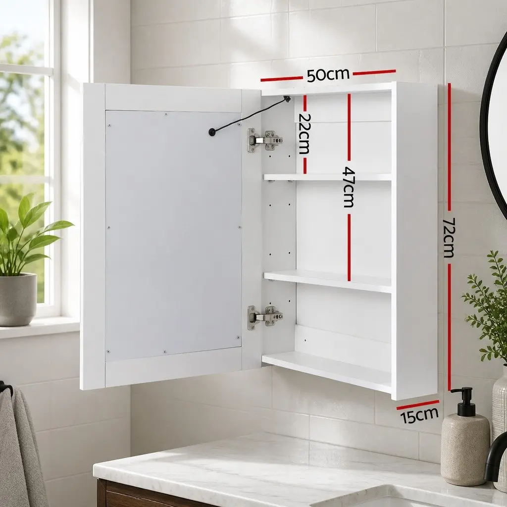 Bathroom Mirror Cabinet LED White 500x720mm Touch Switch Soft Closing Door