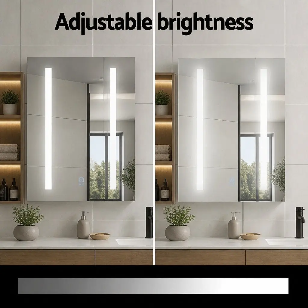 Bathroom Mirror Cabinet LED White 500x720mm Touch Switch Soft Closing Door
