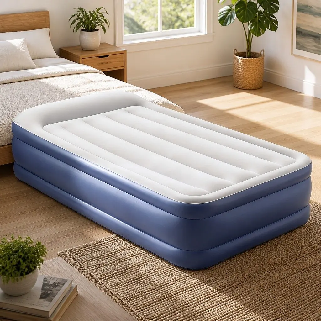 Single Inflatable Air Bed 46cm Height I-Beam Construction Navy