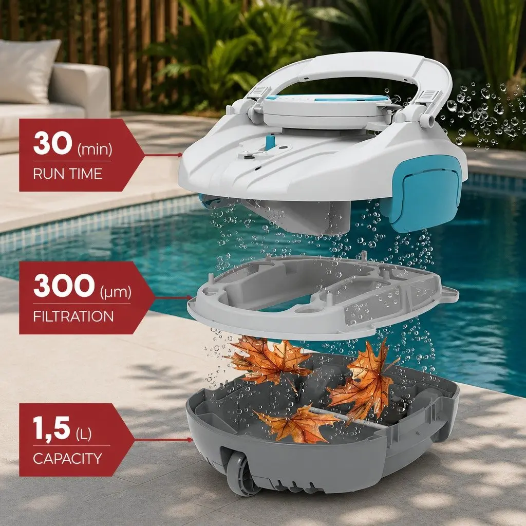 Robotic Pool Cleaner Cordless Automatic Robot Cleaning Swimming Pools Floor