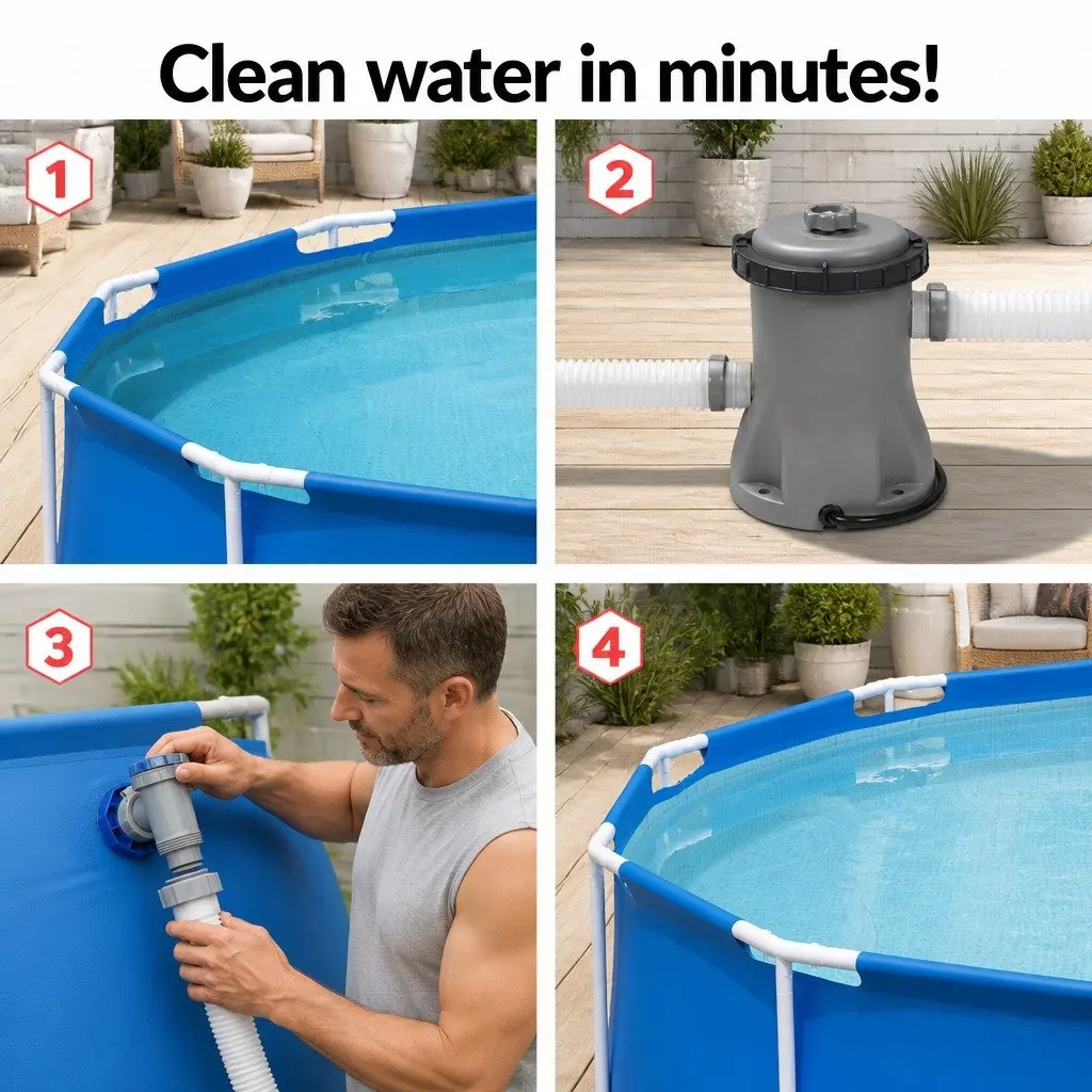 Pool Filter Pump 330GPH Above-Ground Cleaner System 1249L/H