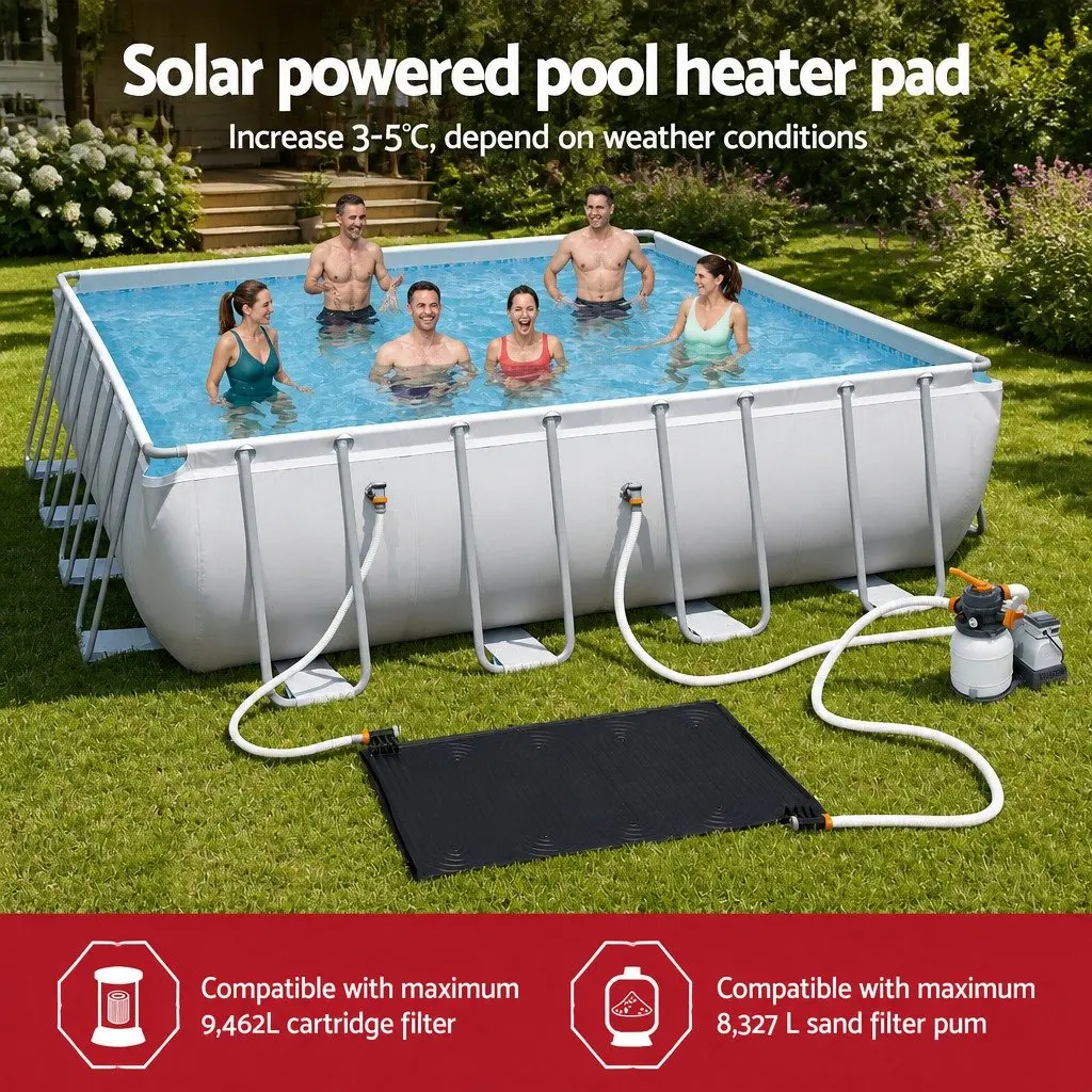 Solar Heater Pad Black 110x171cm Increases Pool Water Temperature by 3-5°C Using Solar Energy