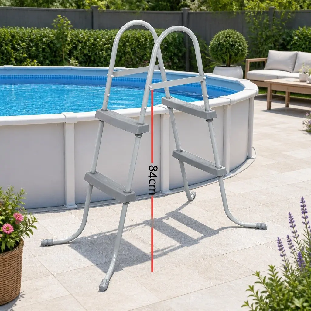 Pool Ladder Removable Non-Slip Steps 84cm Above Ground Swimming Pools