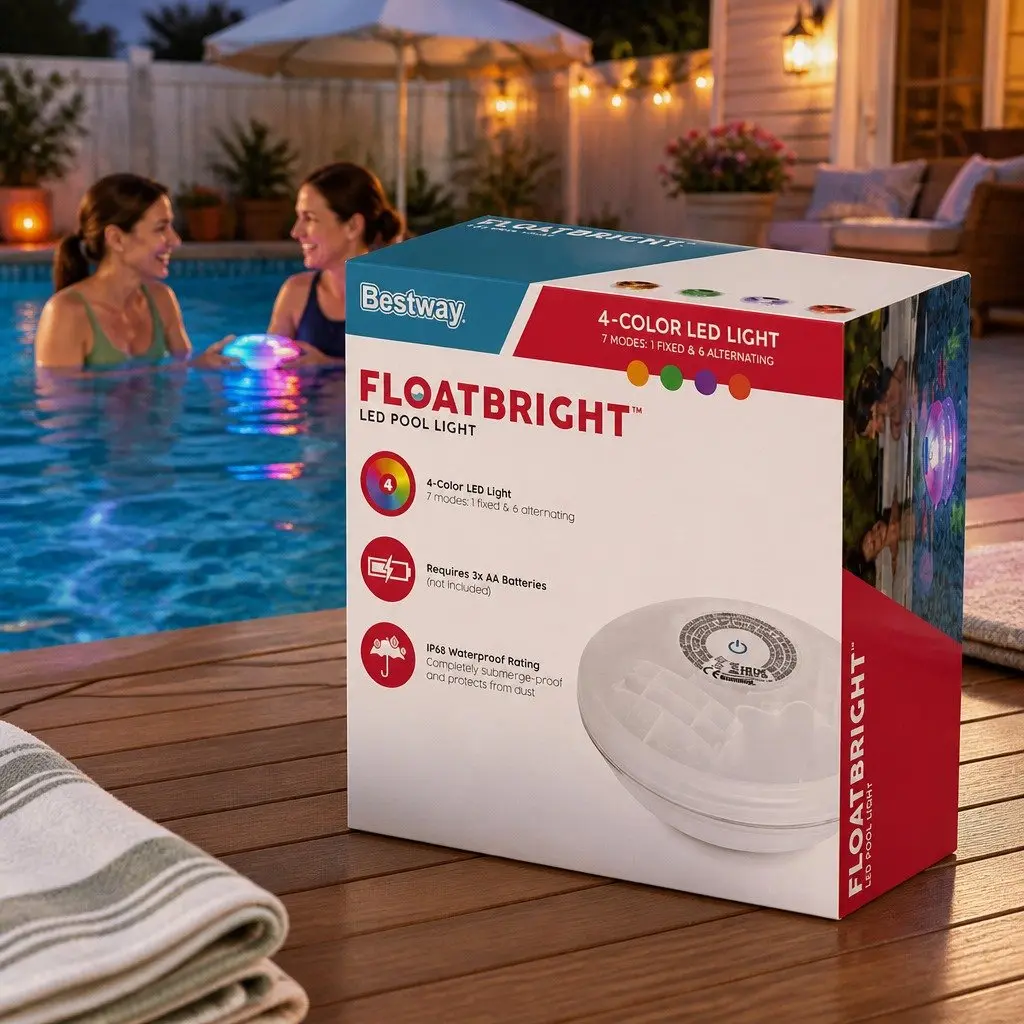 LED Pool Float Light Waterproof 4 Color 7 Modes 15cm x 14.5cm x 7cm