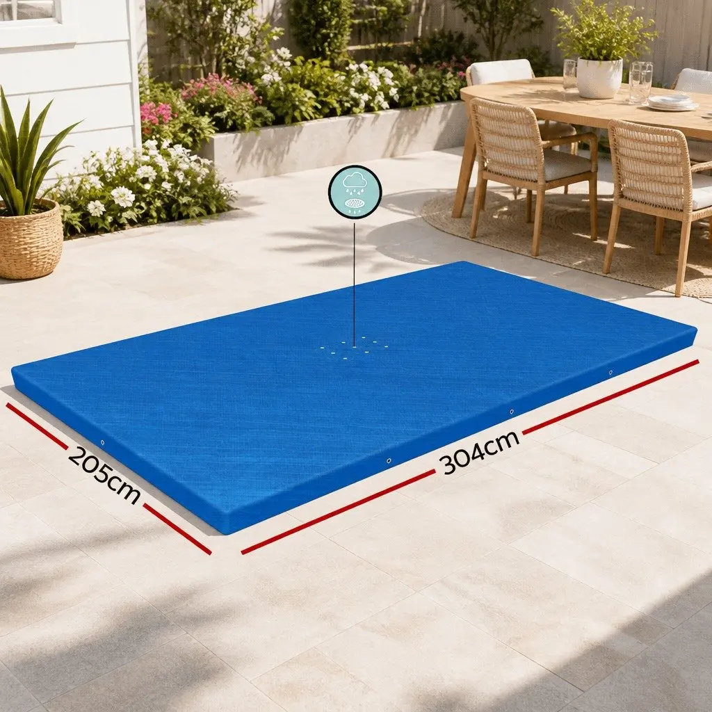Pool Cover Protective PE for 3x2.01m Above Ground Swimming Pools with Drainage Holes and Rope Ties