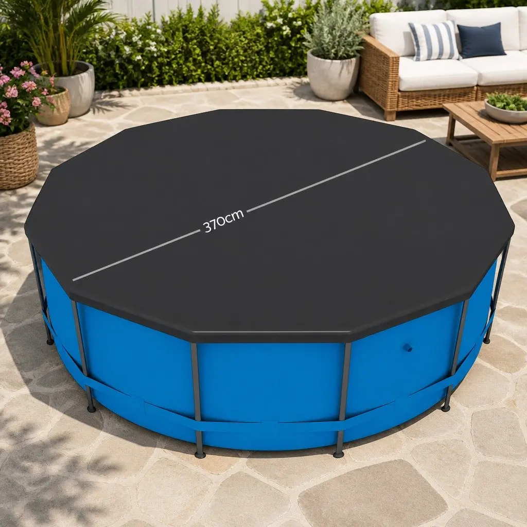 Round Pool Cover UV-Resistant PVC 3.7m Diameter with Drainage Holes
