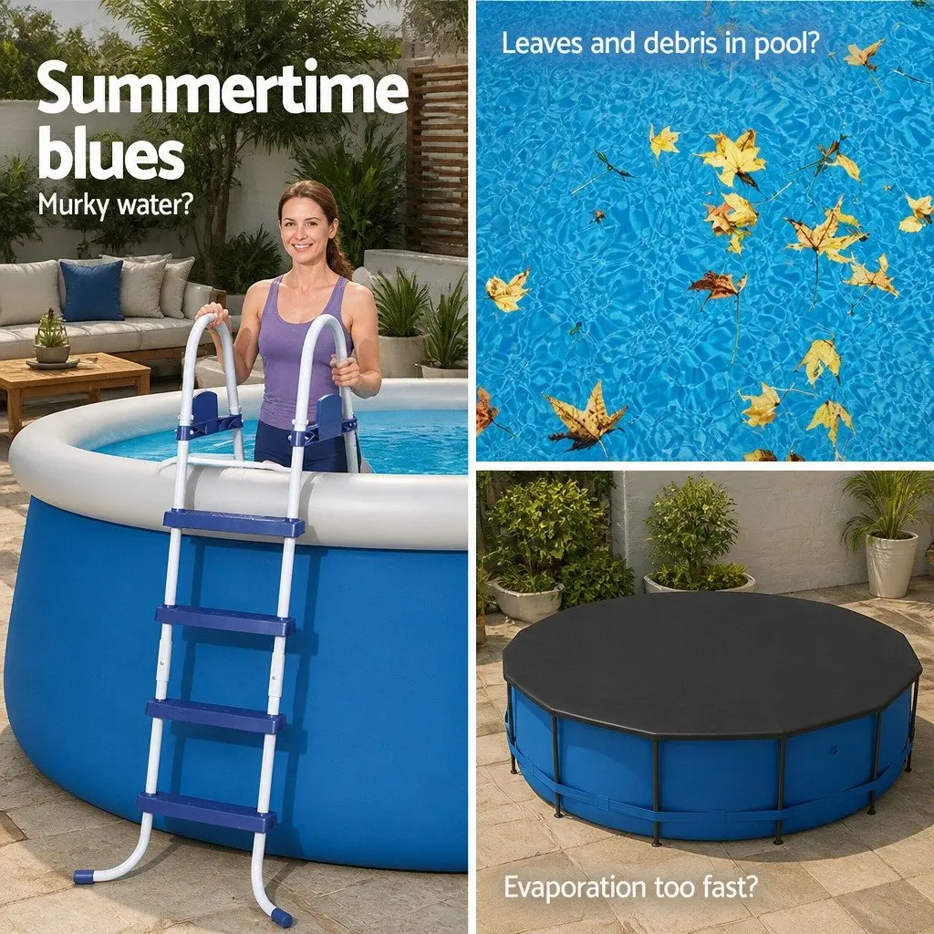 Round Pool Cover UV-Resistant PVC 3.7m Diameter with Drainage Holes