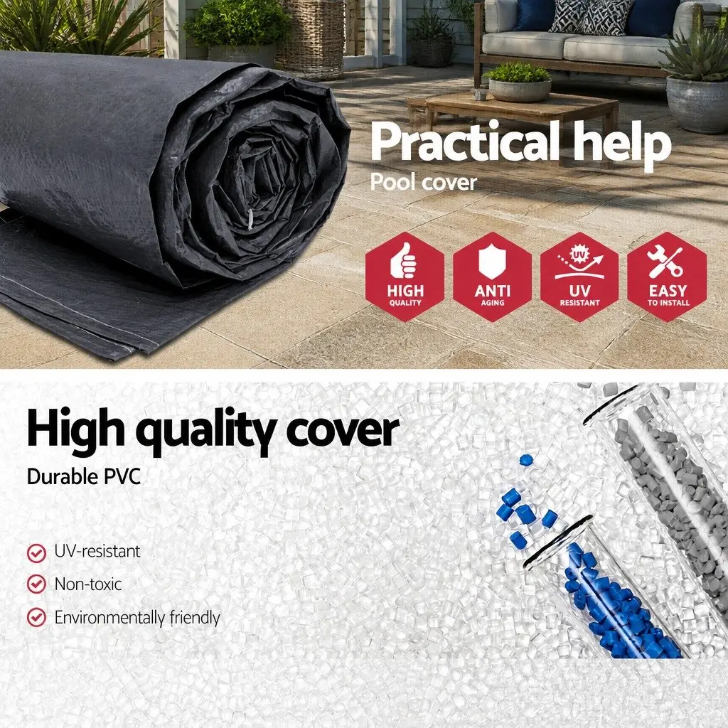 Round Pool Cover UV-Resistant PVC 3.7m Diameter with Drainage Holes