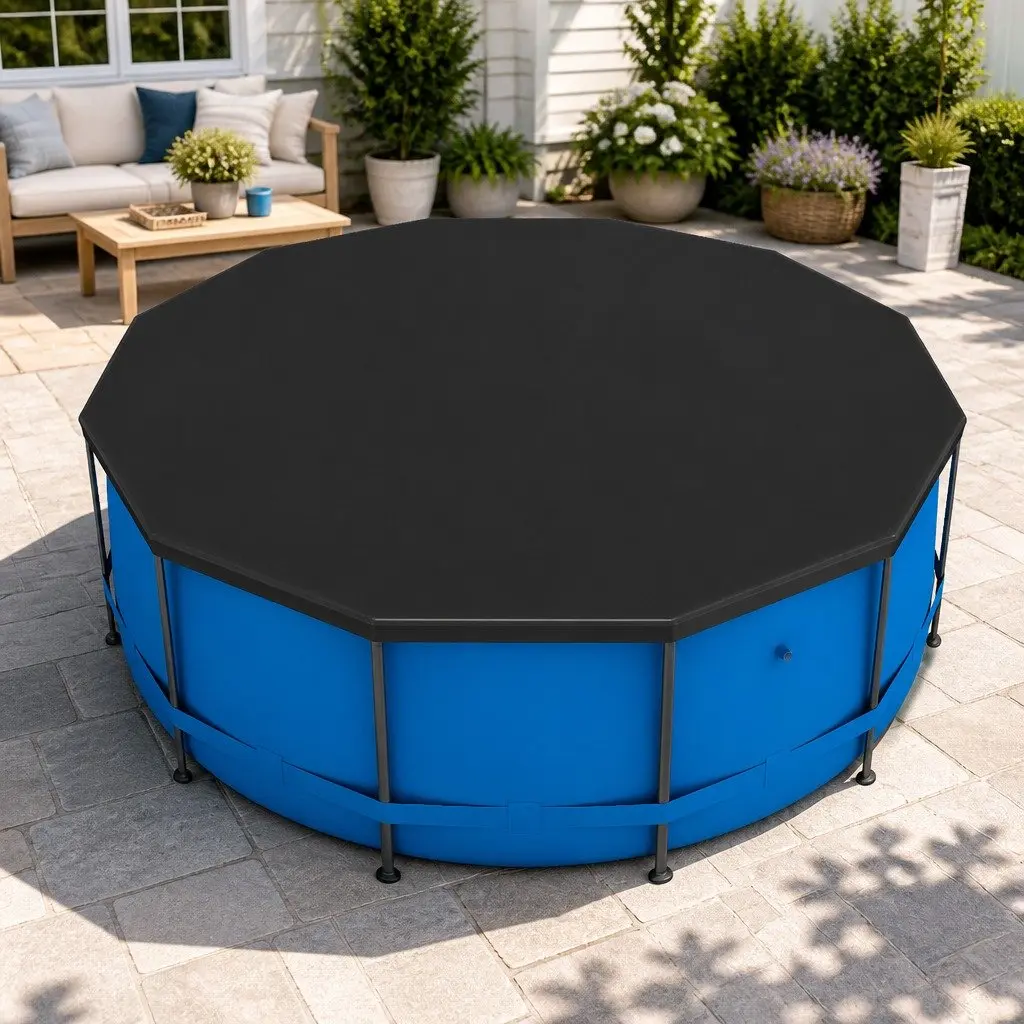 Round Pool Cover UV-Resistant PVC 3.7m Diameter with Drainage Holes