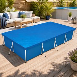 Pool Cover for 4M x 2.11M Above Ground Swimming Pool Blue PE Blanket with Rope