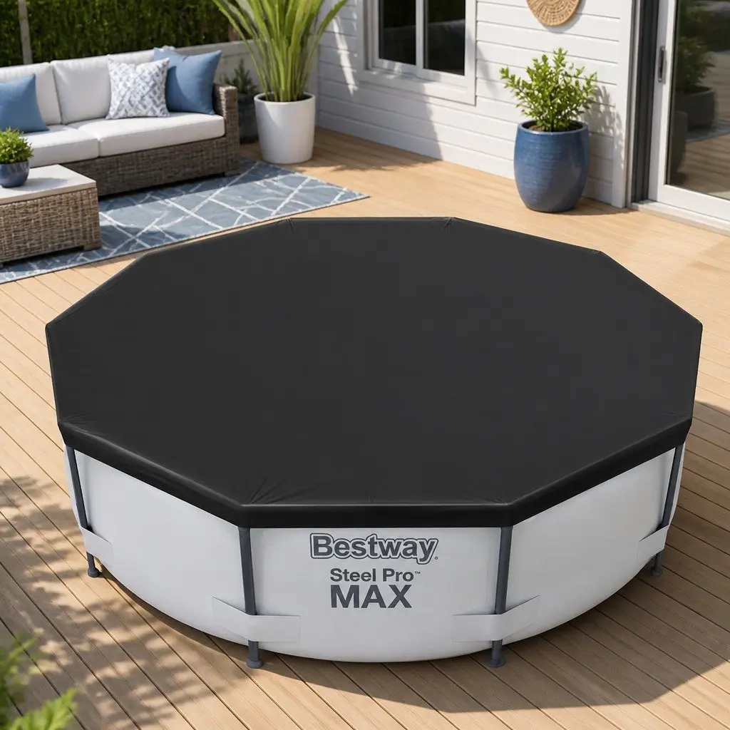 Pool Cover Round UV-Resistant 3.05m Diameter with Drain Holes