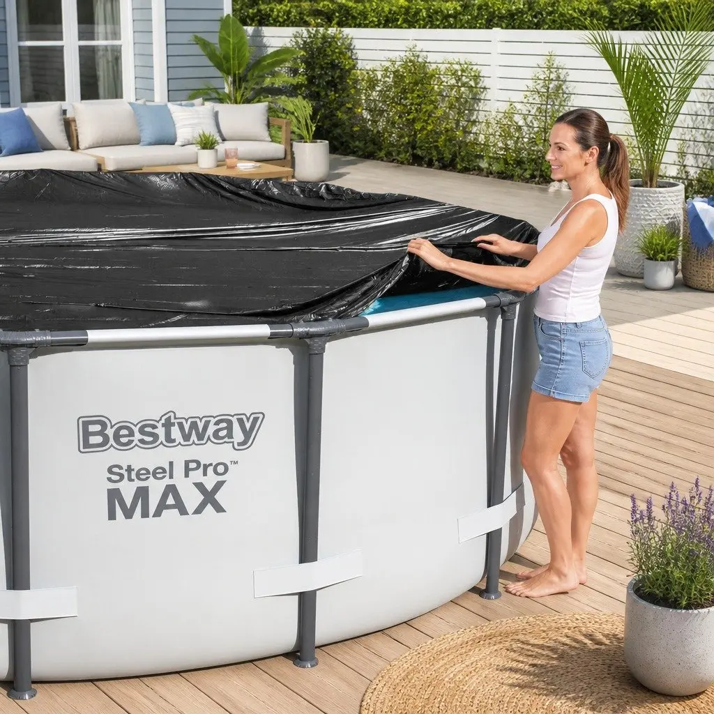 Pool Cover Round UV-Resistant 3.05m Diameter with Drain Holes