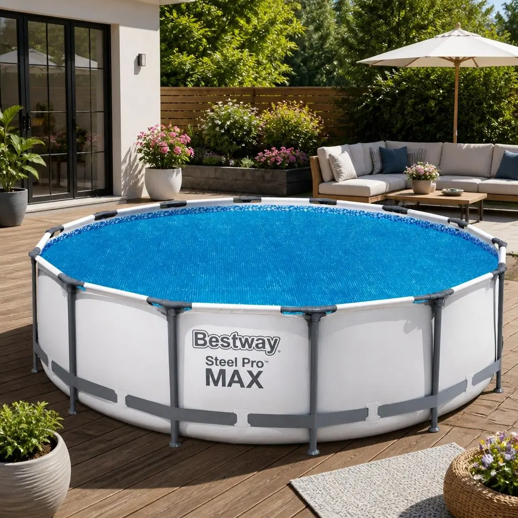 Pool Cover Solar 4.17m Round Above Ground Swimming Bubble Blanket Multicolour