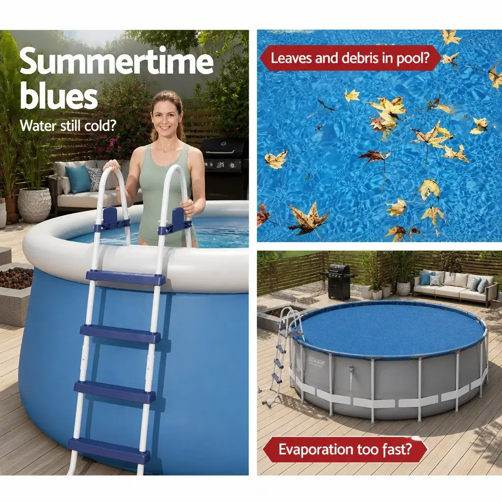 Round Pool Cover Solar Heat Retention UV-Resistant 3.05m 10ft Diameter