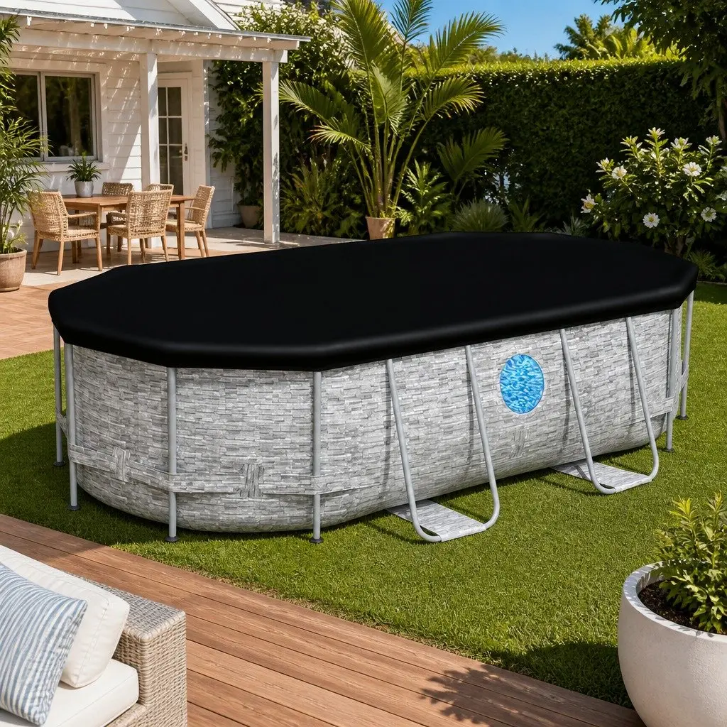 Above Ground Swimming Pool Steel Frame 427x250x100cm with Filter Pump Ladder and Cover