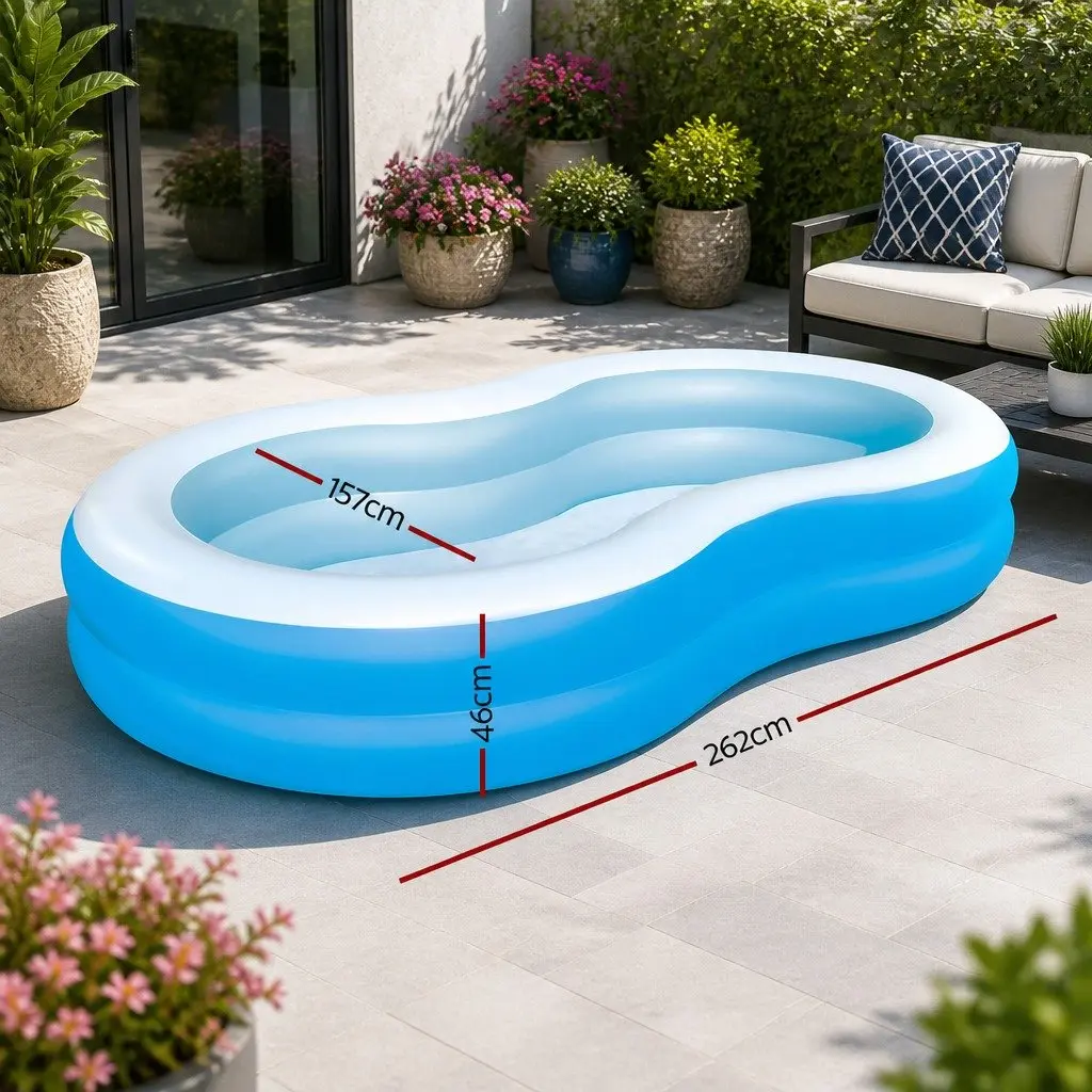 Kids Inflatable Above Ground Swimming Pool Durable Vinyl Construction 262x157x46cm