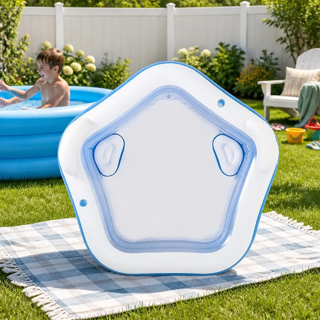 Kids Inflatable Above Ground Pool with Cup Holders Seat Cushions Headrests 2.13m L x 2.06m W x 69cm H