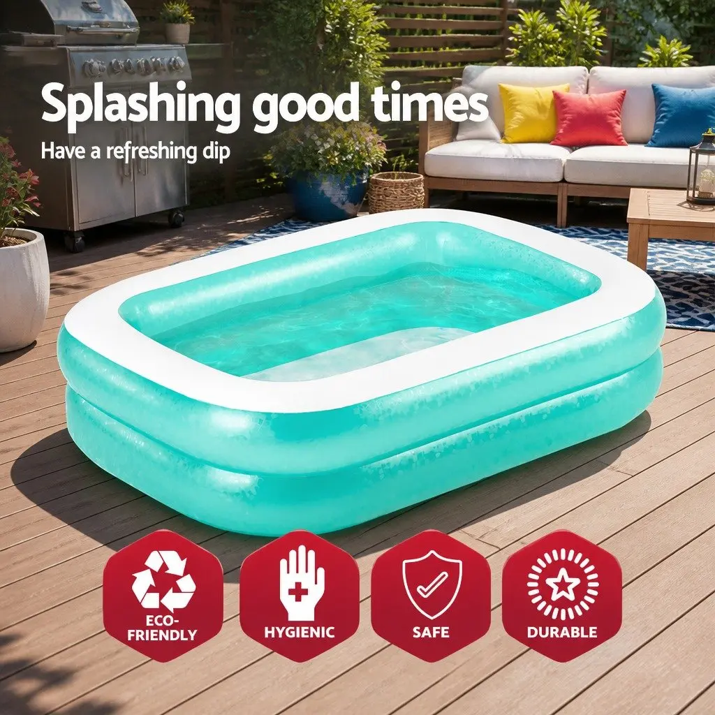 Inflatable Kids Swimming Pool 200x146x48cm Rectangular Backyard Family Water