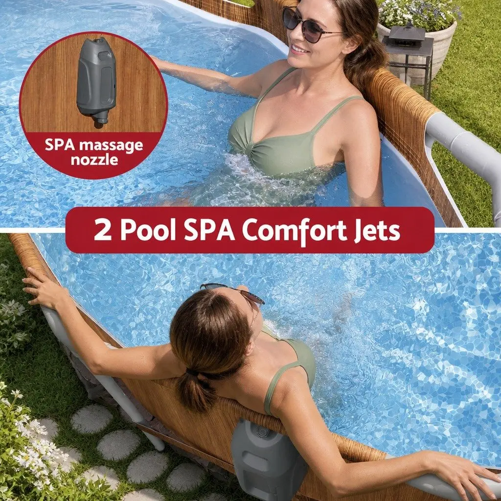 Steel Frame Swimming Pool with Spa Massage Jets 6.1 x 3.66m