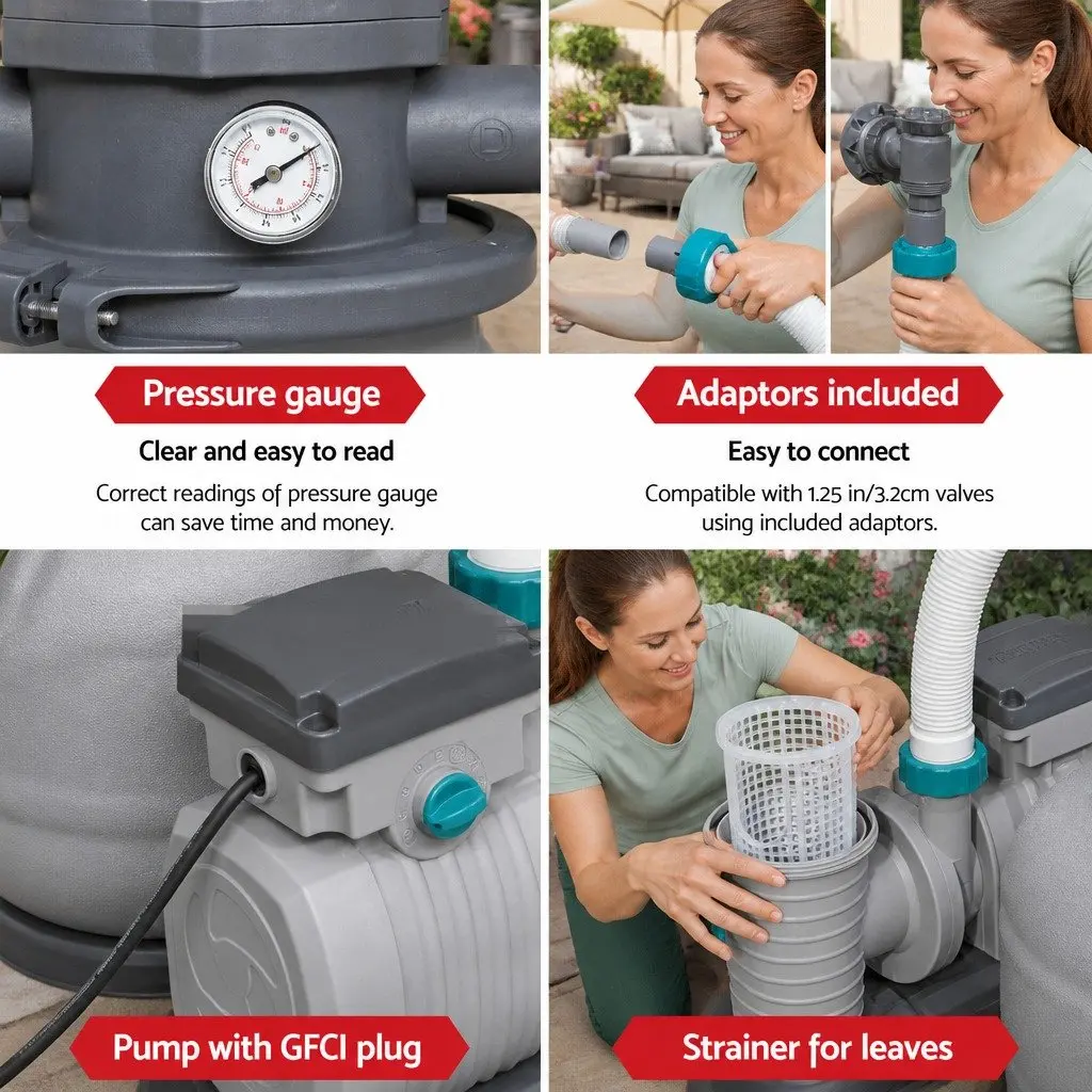 Pool Sand Filter Pump 1500GPH 5678L/H Above Ground Swimming Pool Filtration