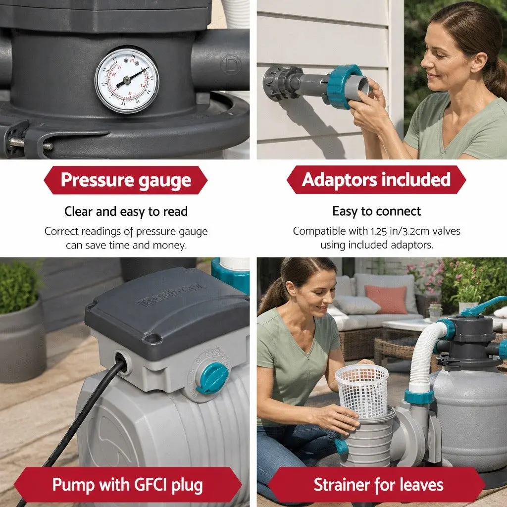 Sand Filter Pump Corrosion-Proof 2200GPH for Above Ground Pools