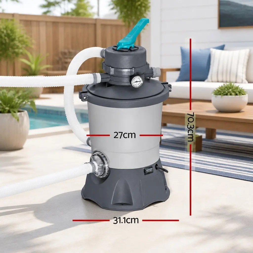 Pool Sand Filter Pump System 800GPH 3028L/H Above Ground Pools Flowclear