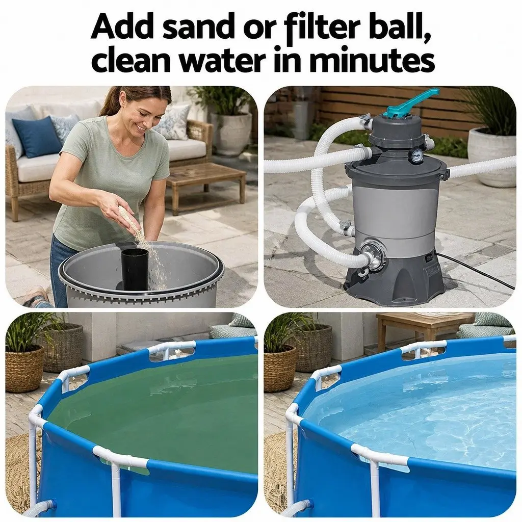Pool Sand Filter Pump System 800GPH 3028L/H Above Ground Pools Flowclear