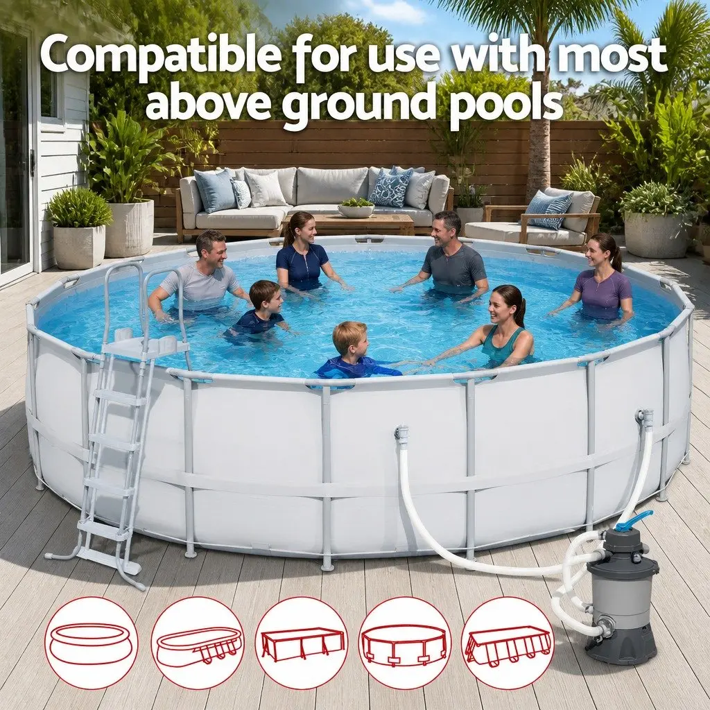 Pool Sand Filter Pump System 800GPH 3028L/H Above Ground Pools Flowclear