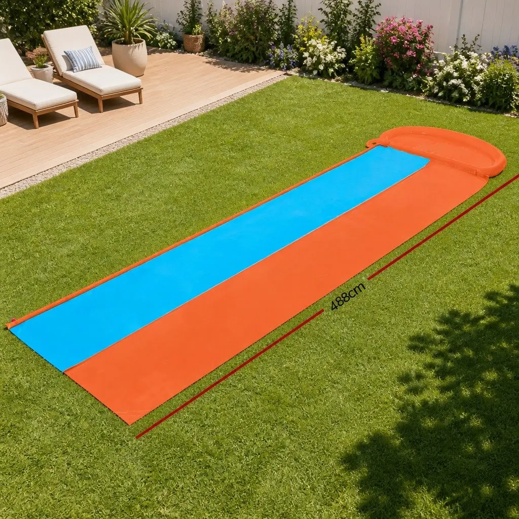 Inflatable Water Slide Dual Lanes 4.88m Kids Splash Pad Backyard Pool Toy