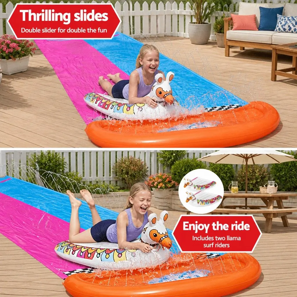 Inflatable Water Slide Double Lane Backyard Splash Pad 16ft