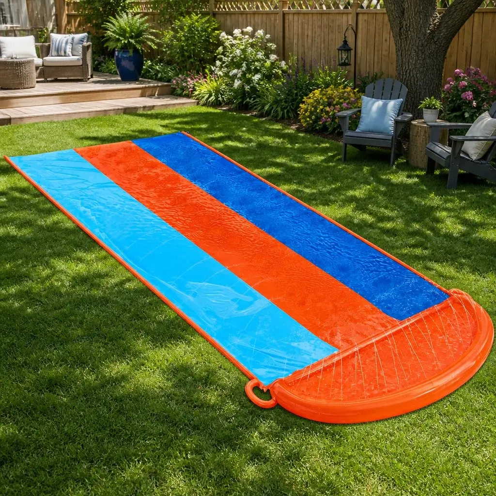 Inflatable Water Slide Triple Lanes 4.88m Backyard Pool Toy