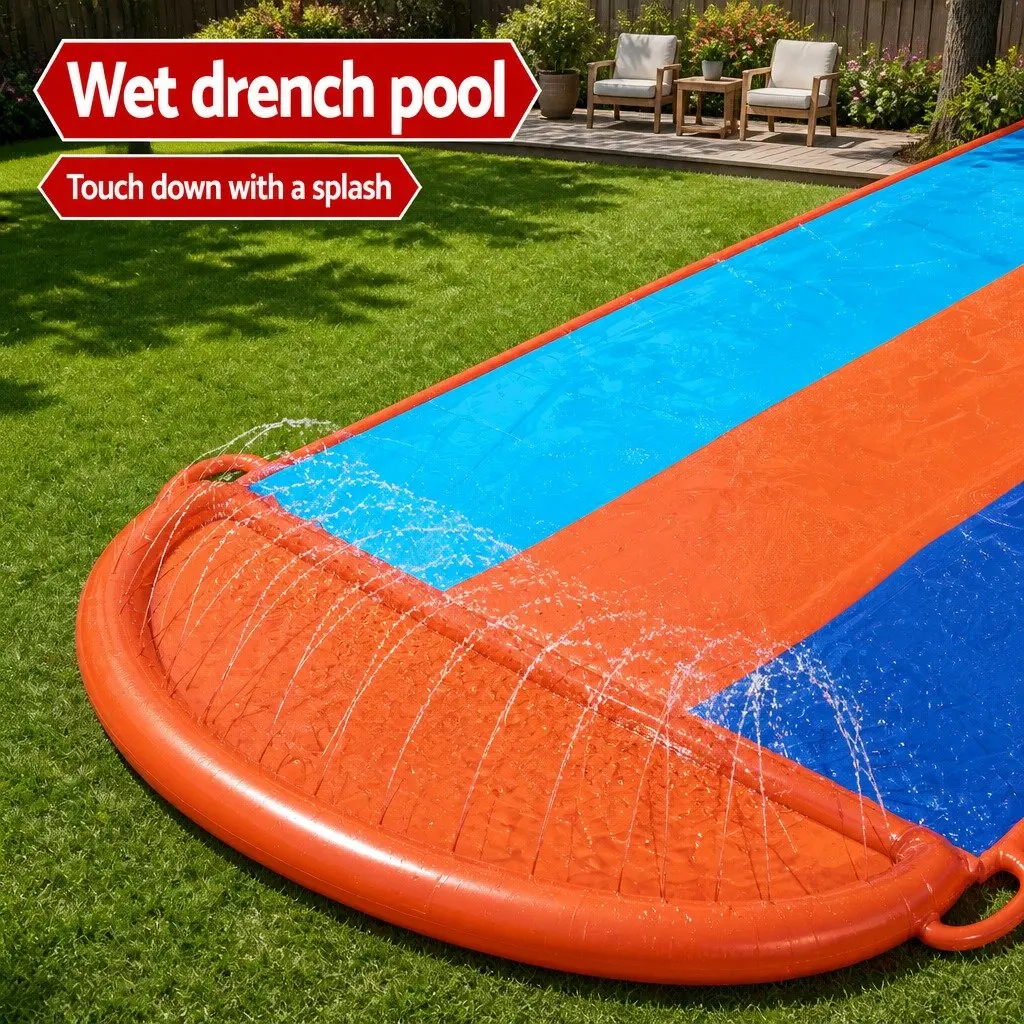 Inflatable Water Slide Triple Lanes 4.88m Backyard Pool Toy