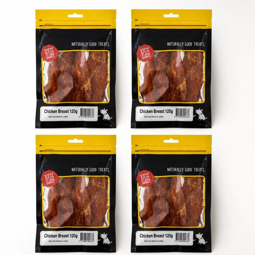 Dog Chicken Breast Treats 120g x 4 Pack Oven-Dried High Protein Natural Pet