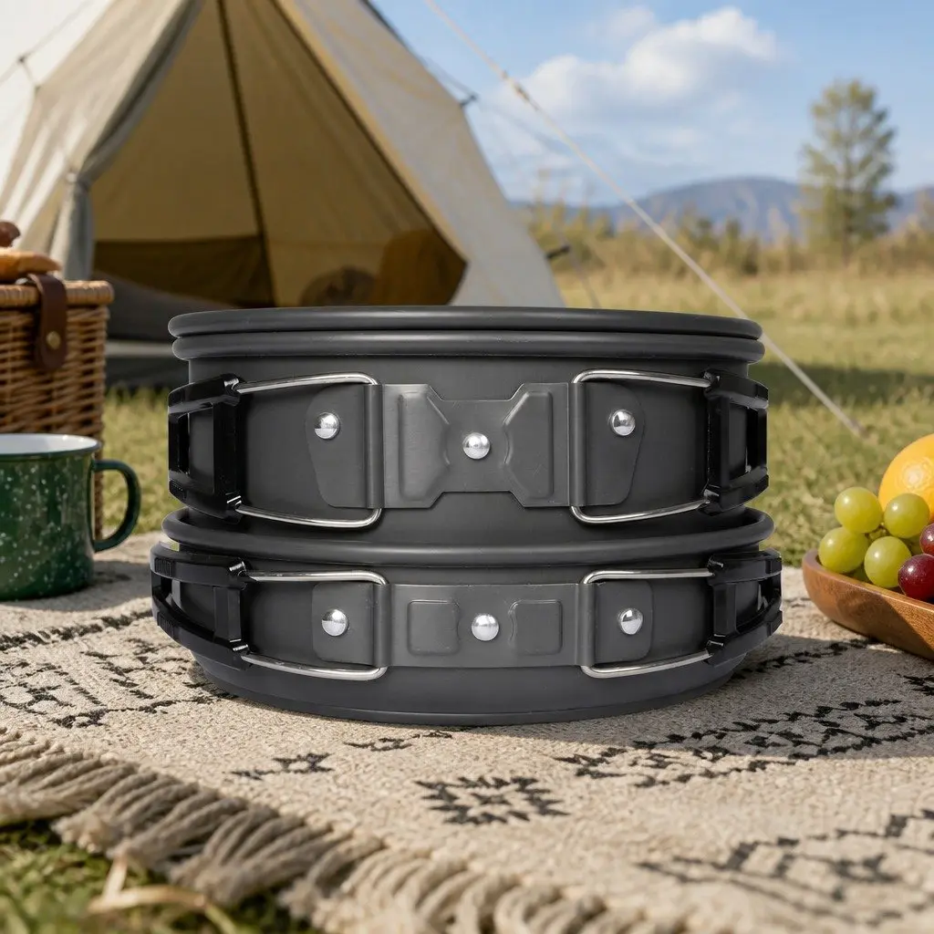 16 Piece Camping Cookware Set Portable Lightweight Non-Stick Aluminium Pots Pans Kettle Travel Kit