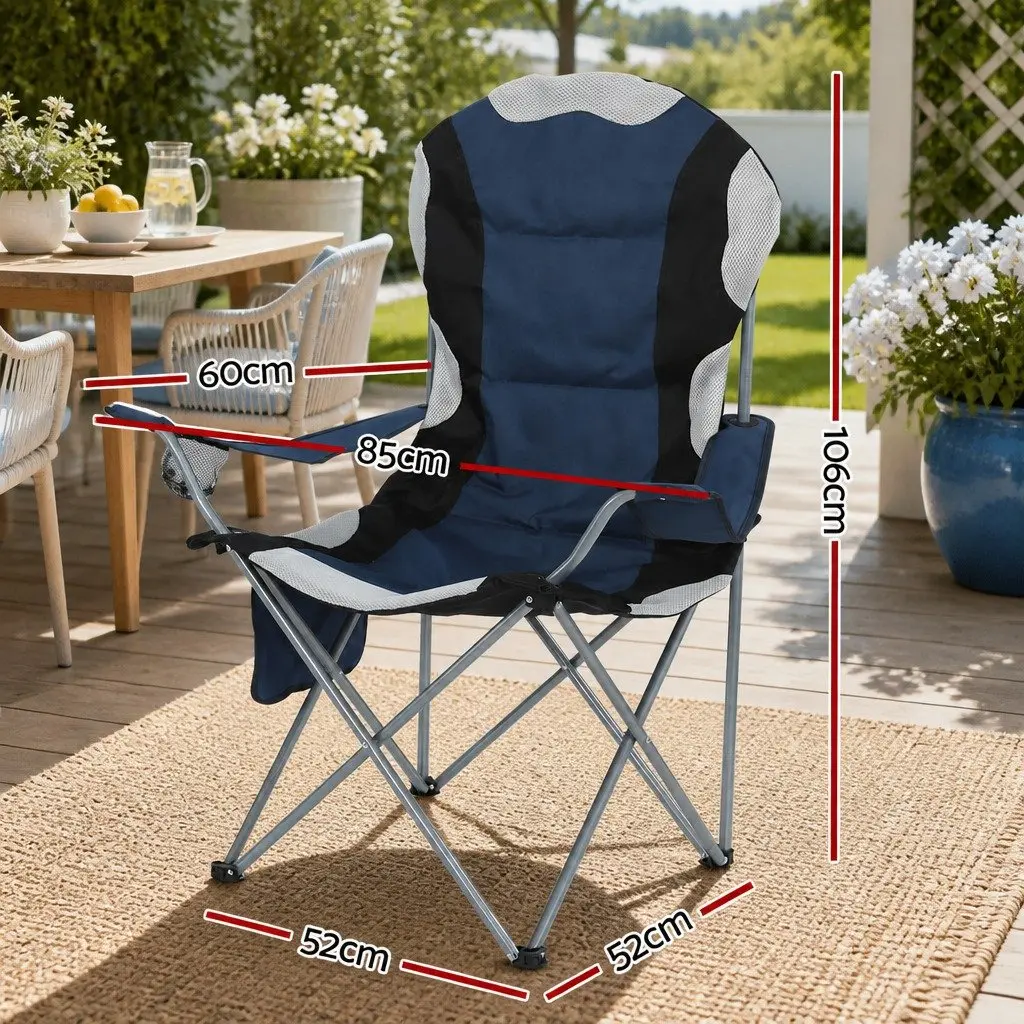 Camping Folding Chair Portable Navy 2 Piece
