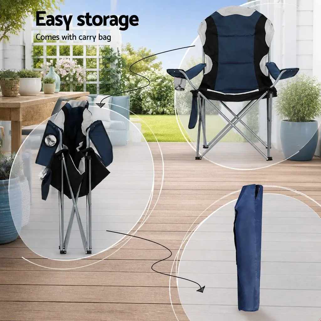 Camping Folding Chair Portable Navy 2 Piece