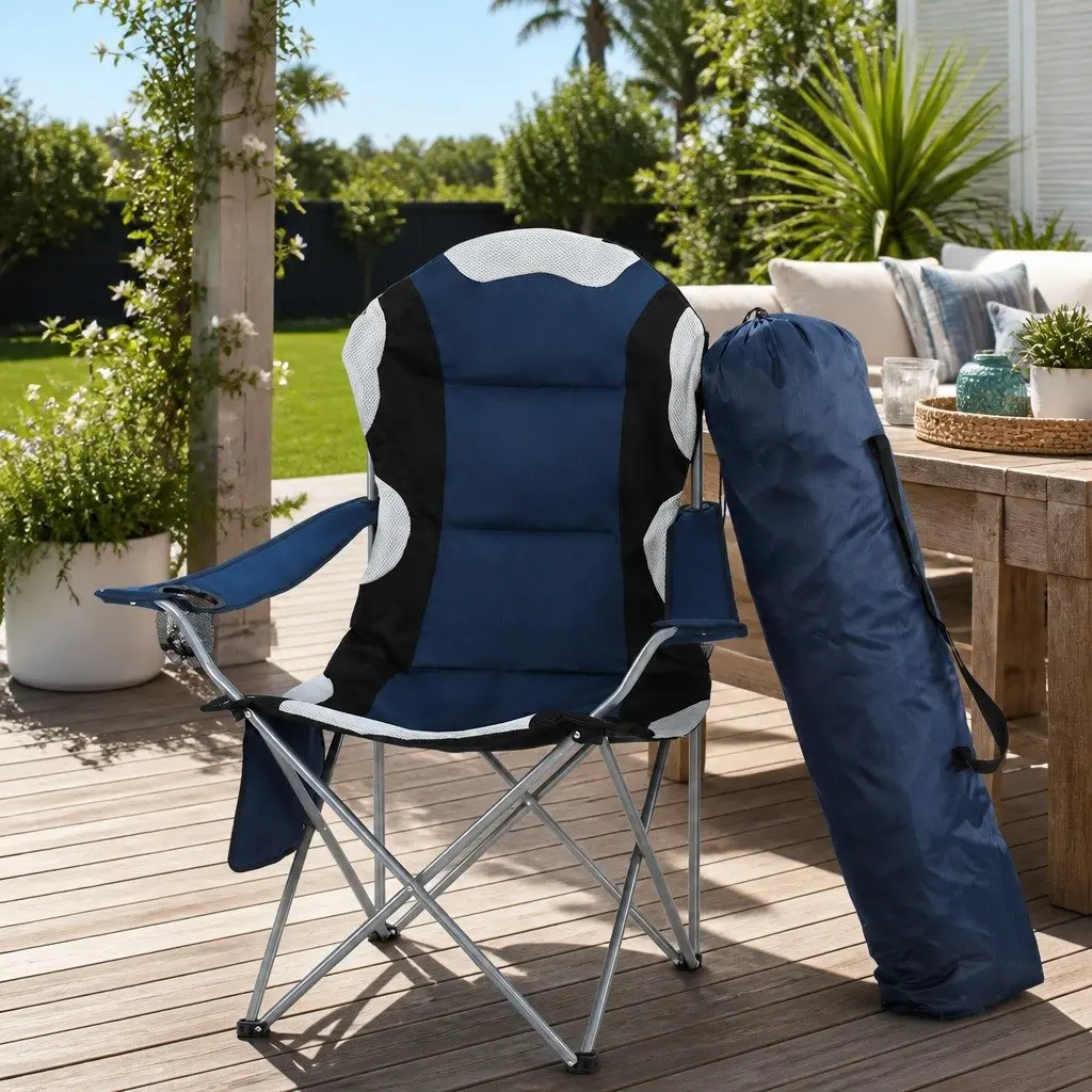 Camping Folding Chair Portable Navy 2 Piece