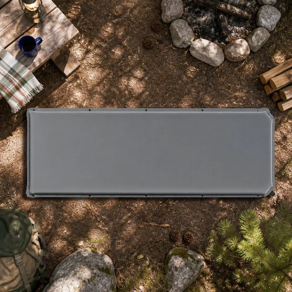 Self Inflating Camping Mattress Sleeping Mat Air Bed Pad Single Grey Portable