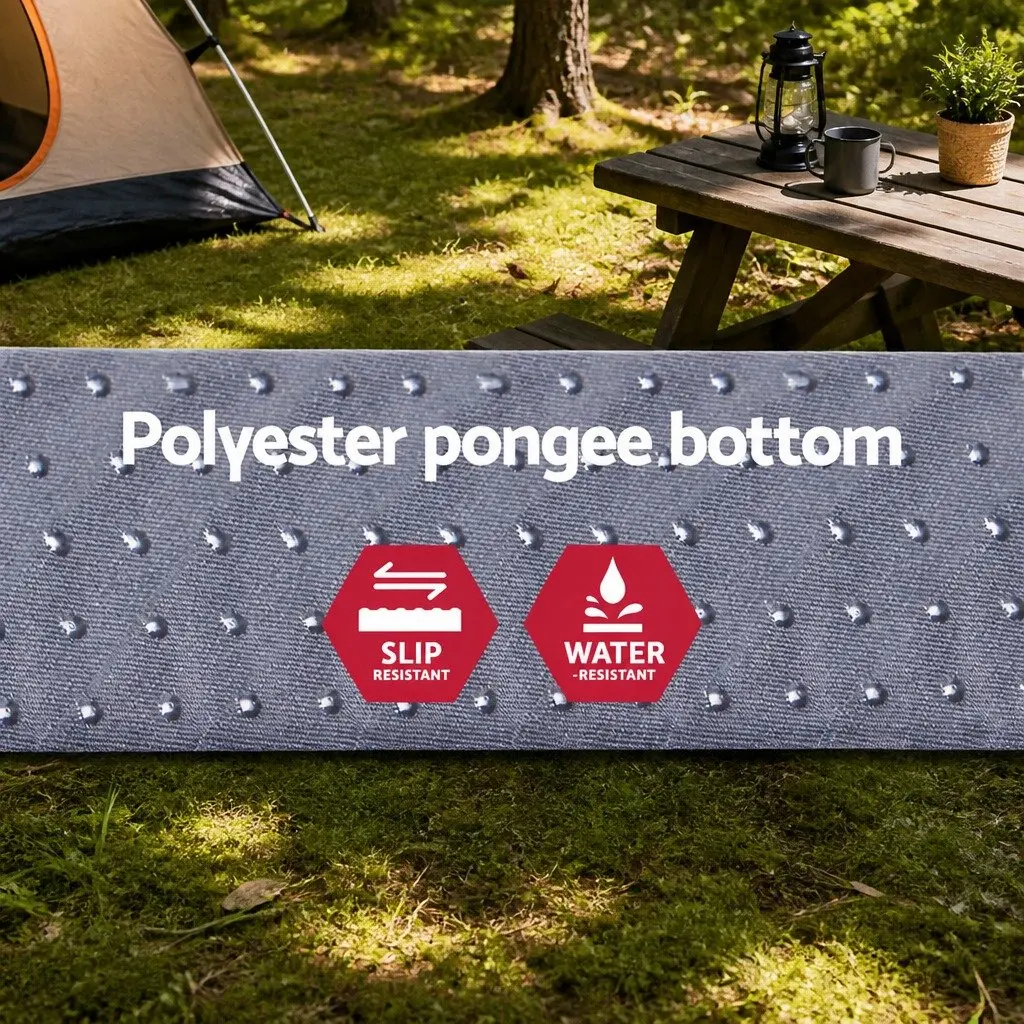 Camping Self Inflating Air Bed Mat Suede Surface Black 187x66cm