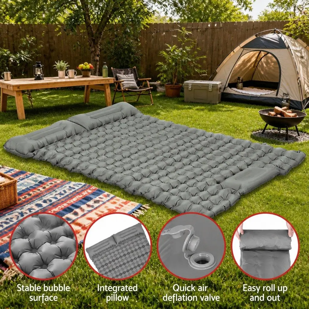 Self Inflating Camping Mattress Air Bed Double 9cm Thickness Sleeping Mat Carry