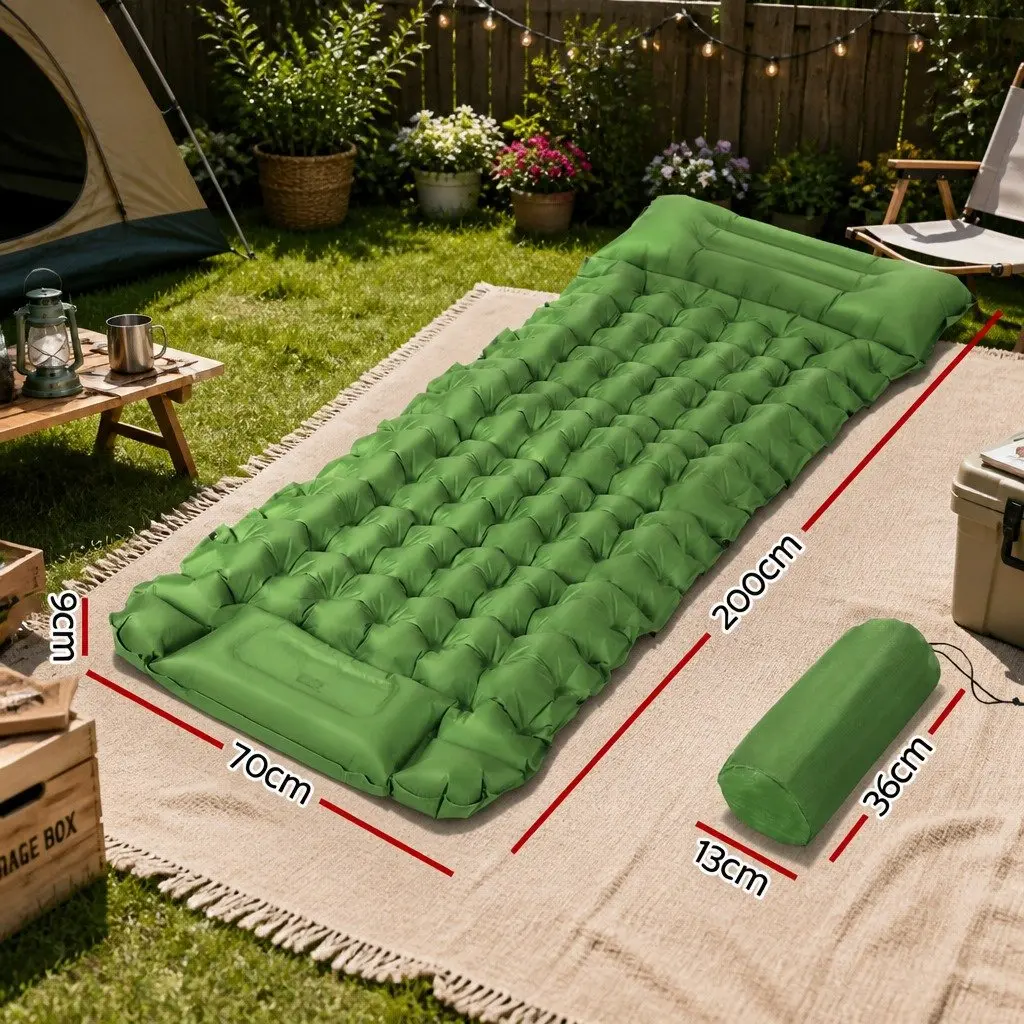 Self Inflating Sleeping Mat Single Air Bed 9cm Camping Pad with Pillow Carry Bag